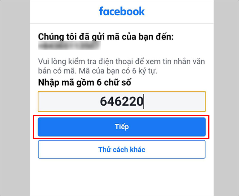 Nhập mã xác minh sau đó đặt mật khẩu mới